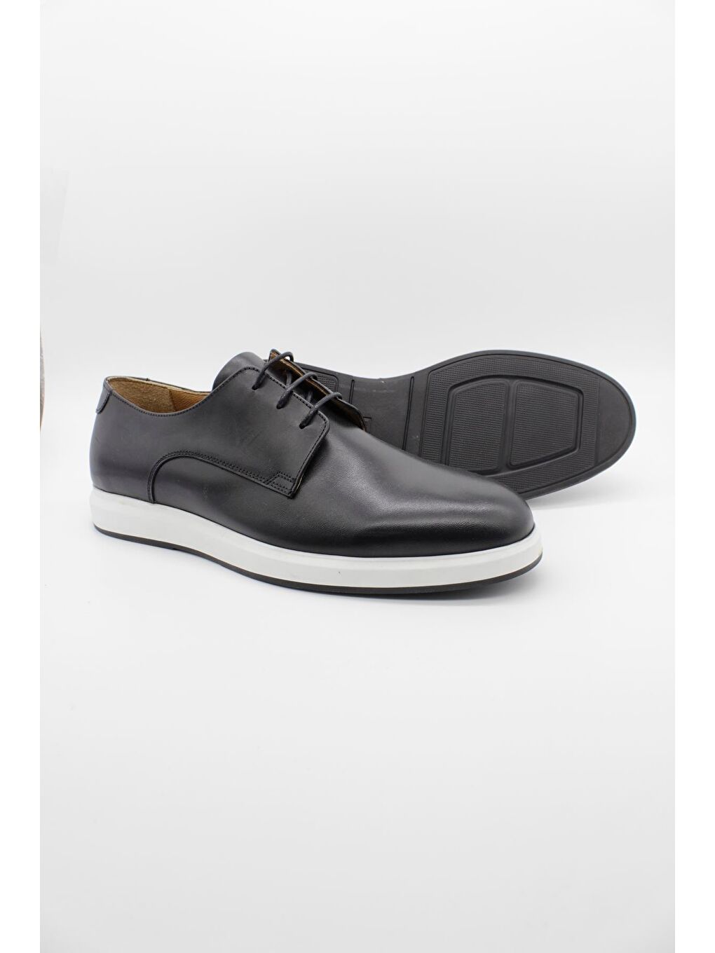 Siyah %100 Deri Bağcıklı Casual Ayakkabı 1033250154-2