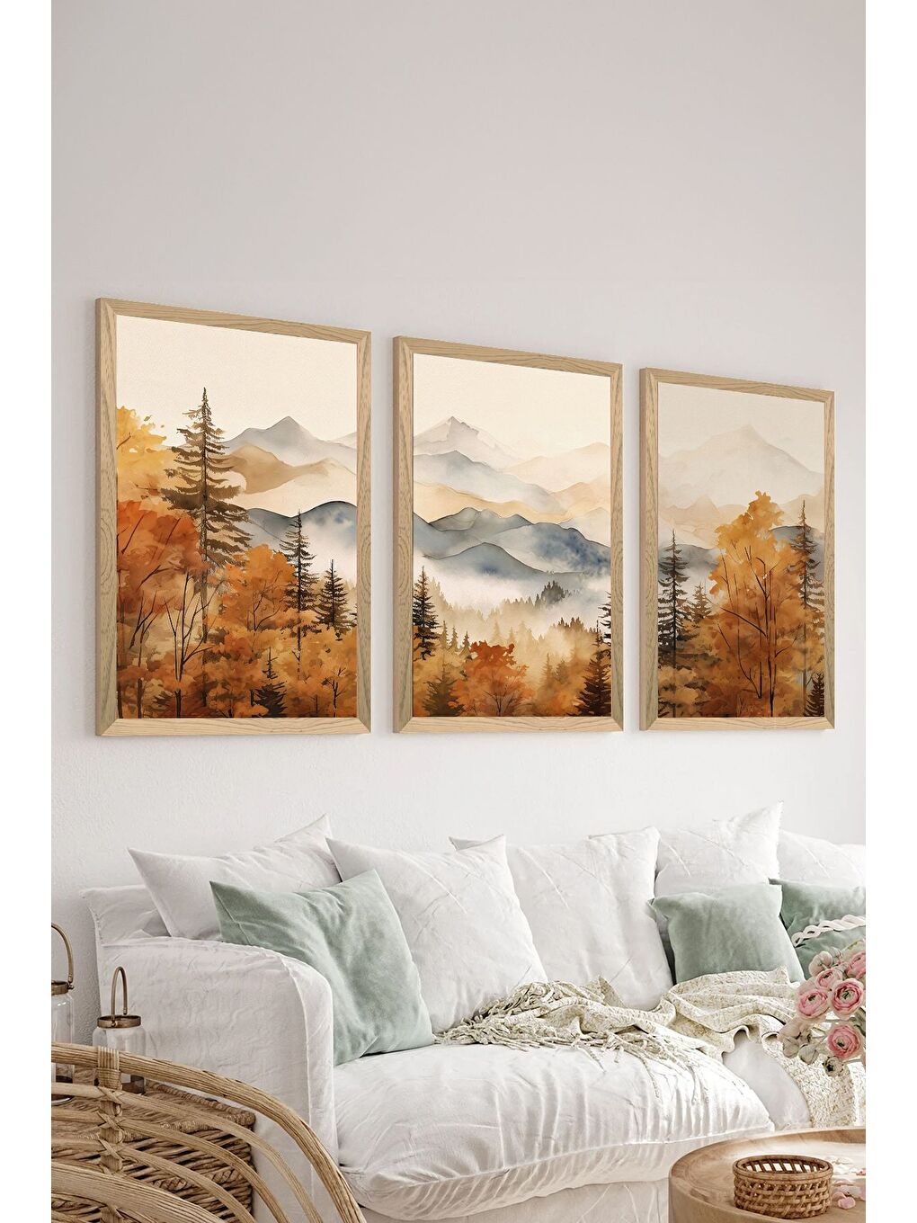 Beyaz 3 Parça Ahşap Çerçeve Görünümlü Mdf Tablo Seti 15x20 cm - ERSYCRVSZ3SET4