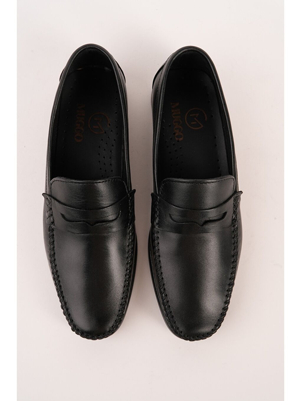 Siyah VOGAYER Hakiki Deri Erkek Günlük Klasik Loafer Ayakkabı