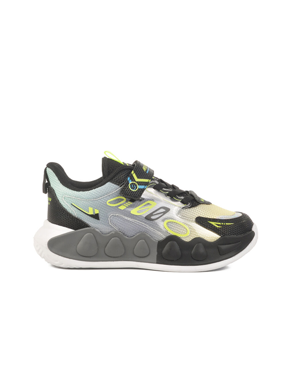 Siyah Sarı Cırtlı Fileli Çocuk Spor Ayakkabı 2480 F