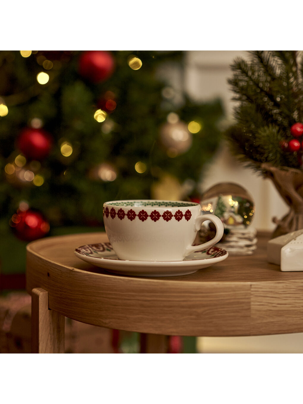 Karışık New Year Yılbaşı 2'li Porselen Çay Fincanı Seti (270 cc)