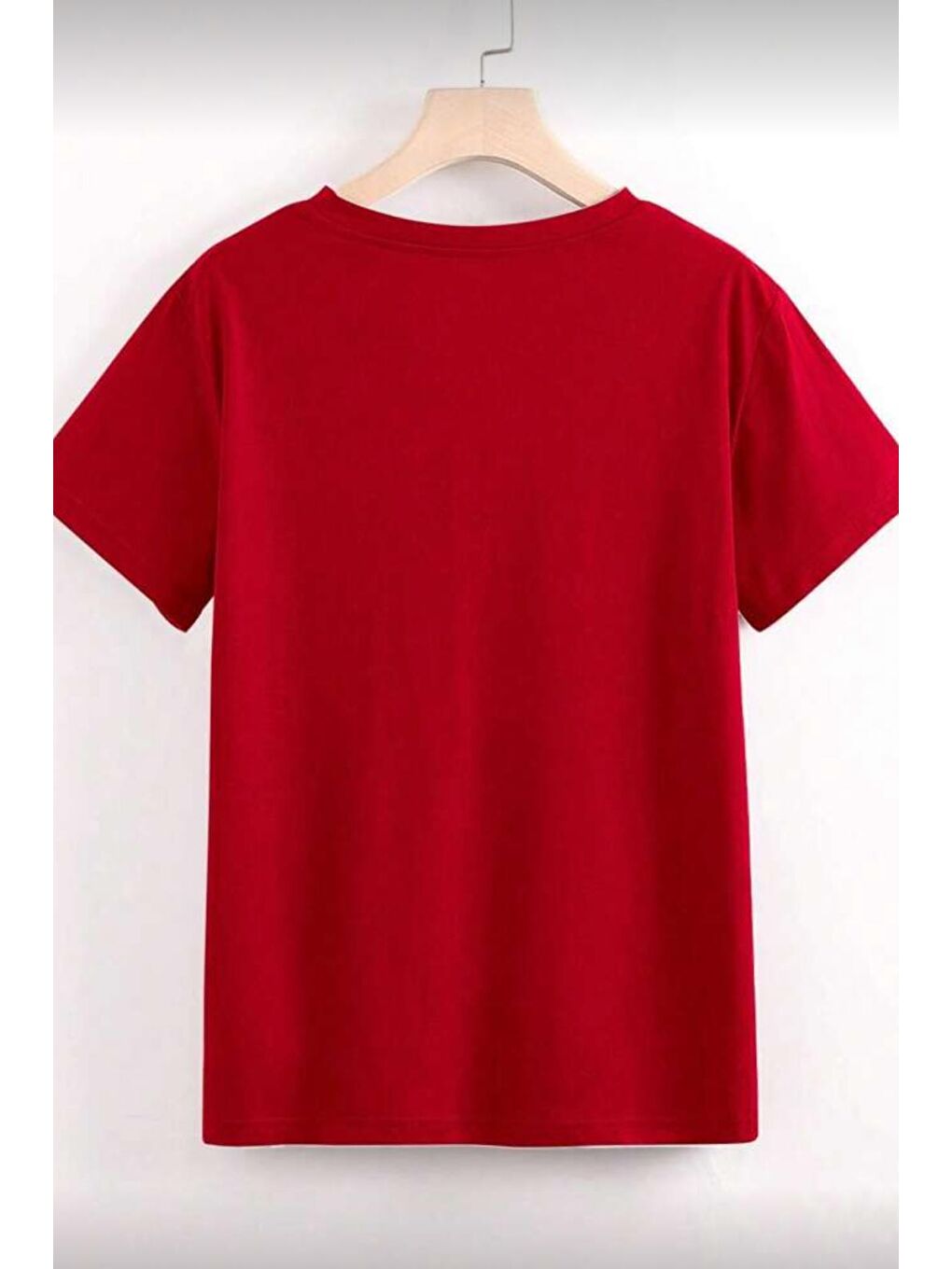 Kırmızı Gold Cherry Kadın Oversize Ön Baskılı Bisiklet Yaka Pamuklu T-Shirt Rahat Kesim-1