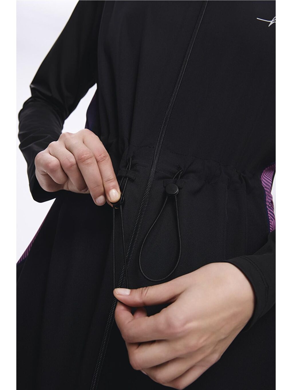 Kol Altı Ve Sırtı Desenli Siyah 5 Parça Tam Tesettür Mayo Takımı 5022-4