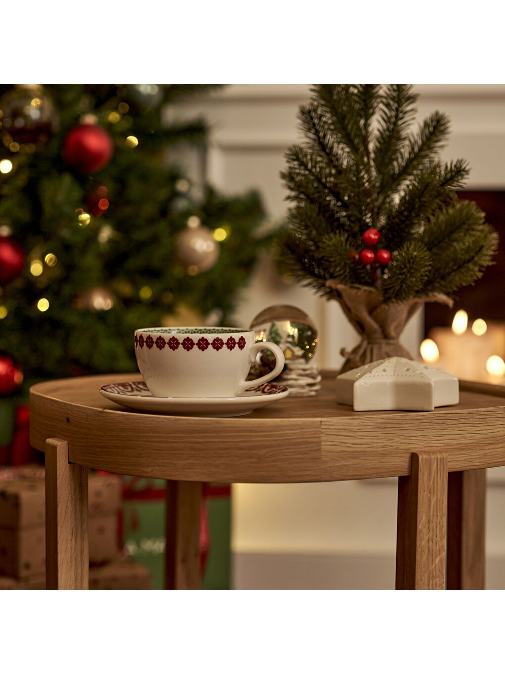 Karışık New Year Yılbaşı 2'li Porselen Çay Fincanı Seti (270 cc)-2