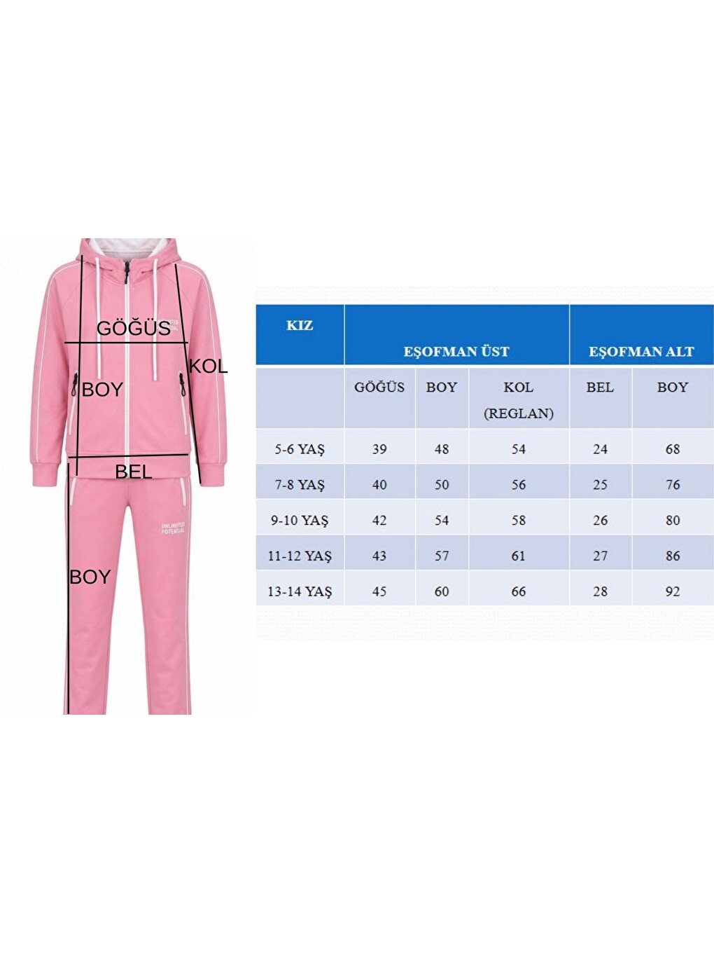 Mavi Kız Çocuk Atheletic Reglan Kol Kapüşonlu Düz Paça Dalgıç Kumaş Eşofman Takımı Esf7018-3