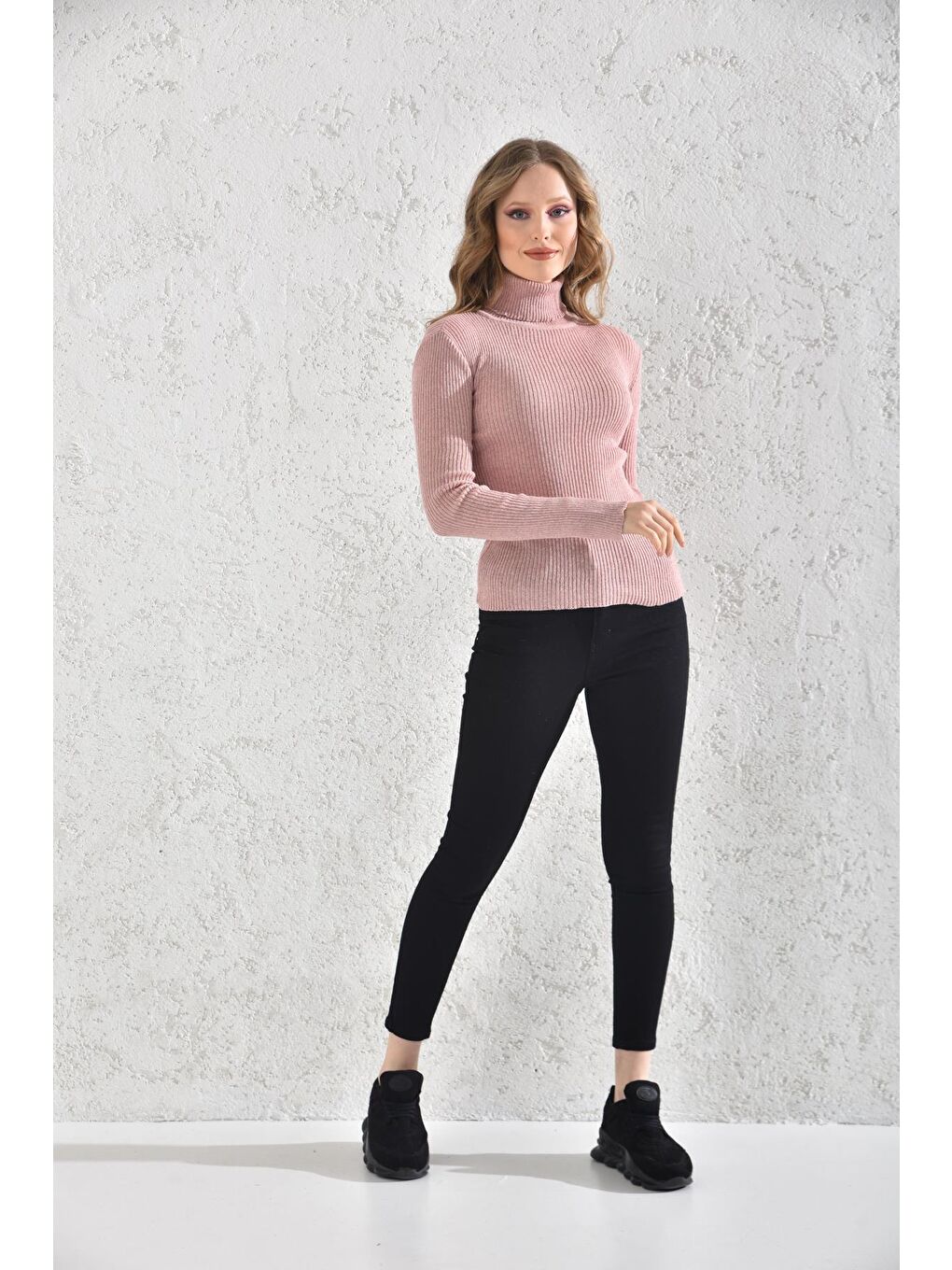 Pembe Kadın Balıkçı Yaka Orlon Badi Triko 4452-3
