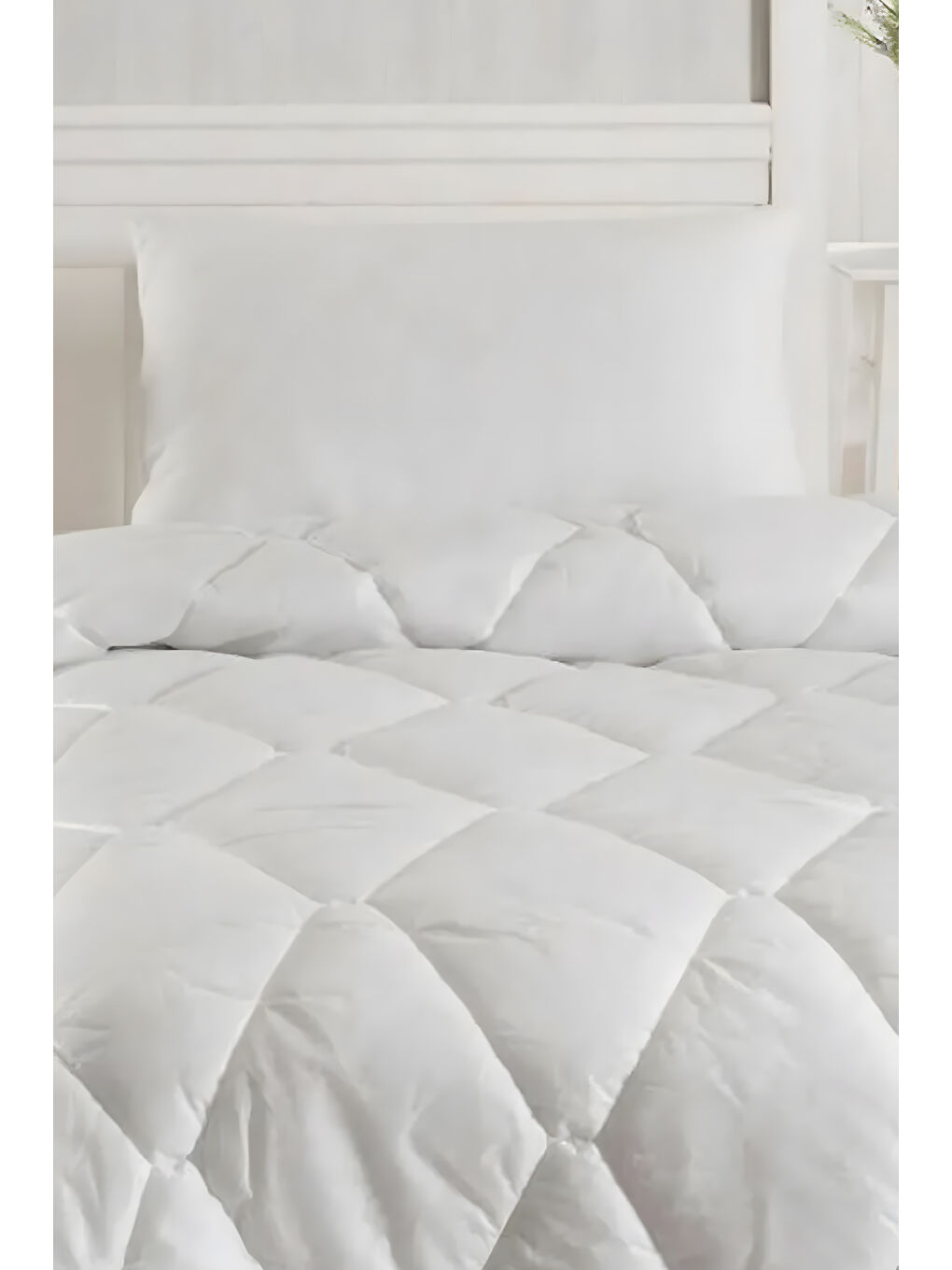 Silikon Yorgan Tela Kumaş Çift Kişilik DüzBoya Beyaz