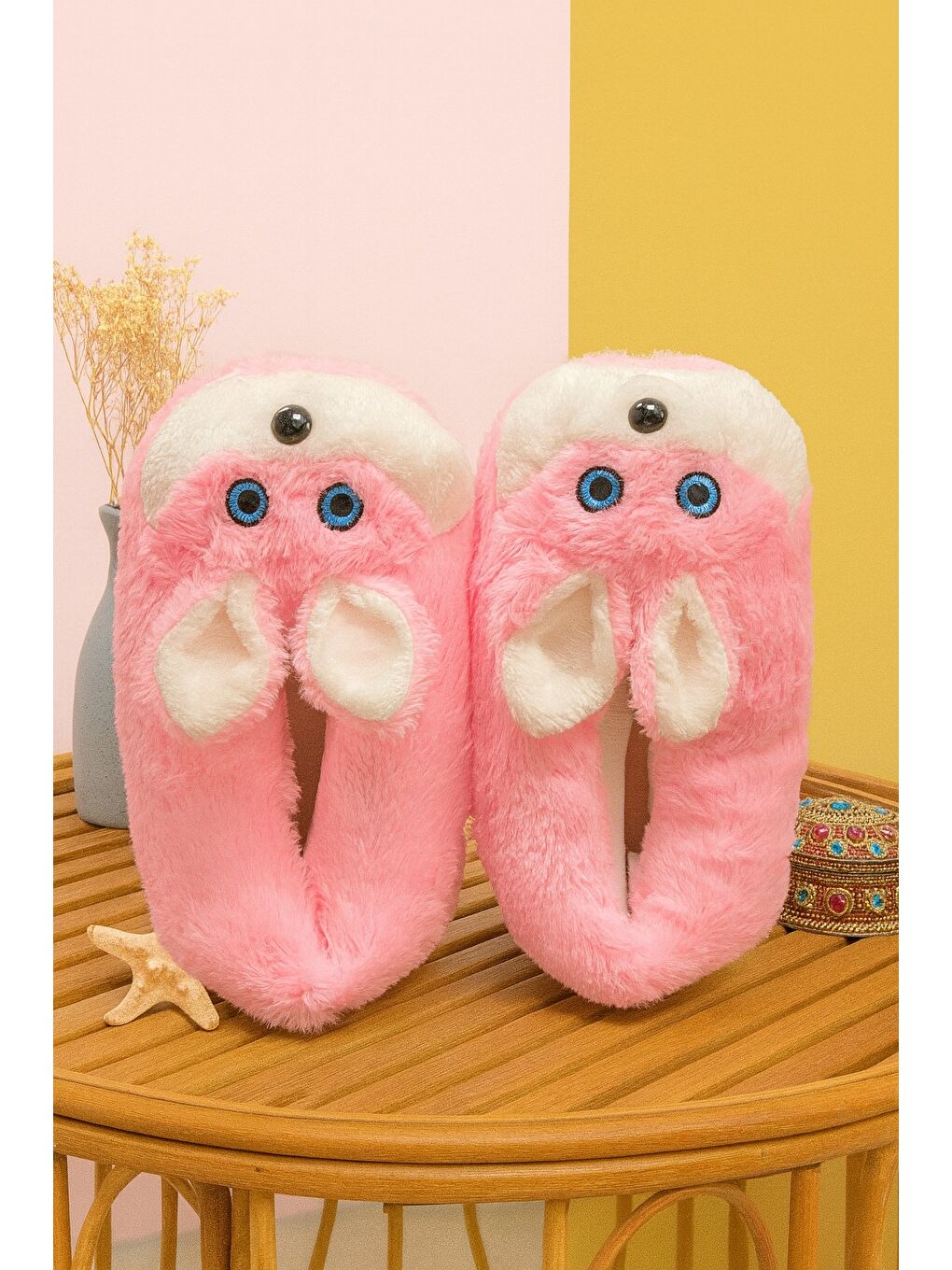 Pembe HAMSTER Pelüş Unisex Hayvanlı Panduf Ev Ayakkabısı Pufidik