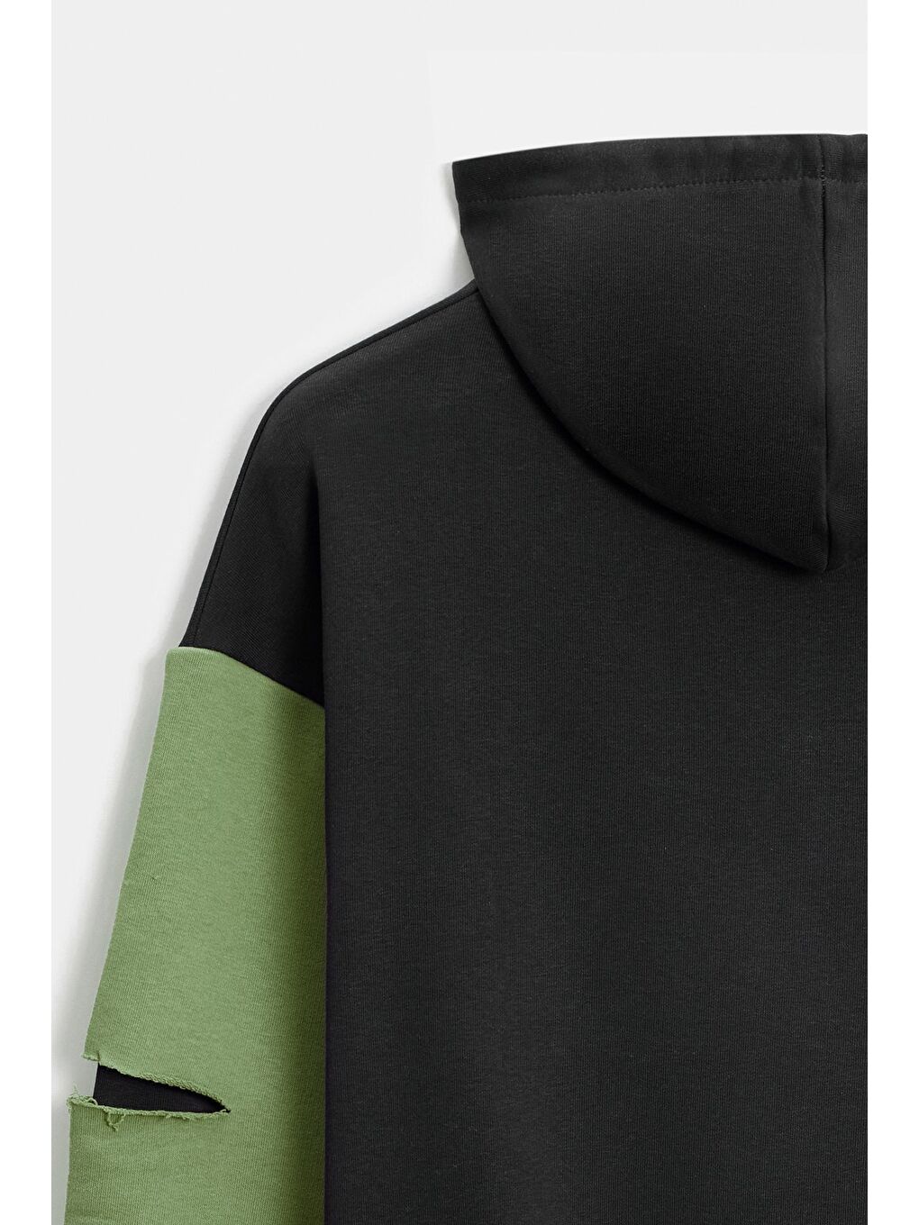 Siyah - Haki Erkek Oversize Kapüşonlu Baskılı Kanguru Cepli Sweatshirt-4