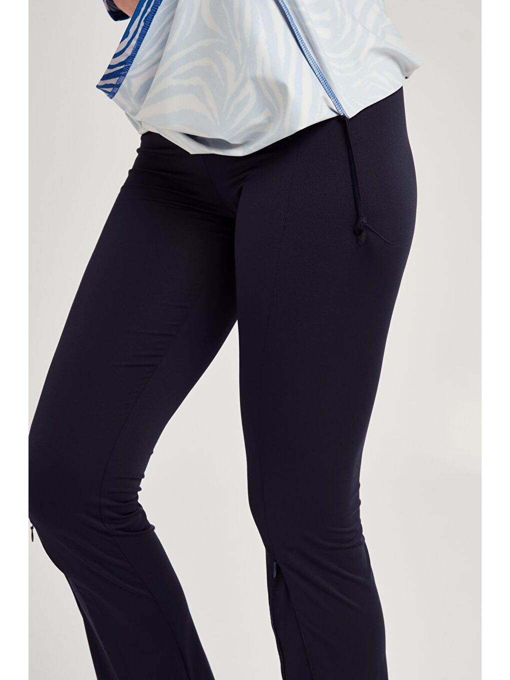 Çizgi Desenli Elastanlı Mavi Tam Tesettür Mayo Üstü 3060-5