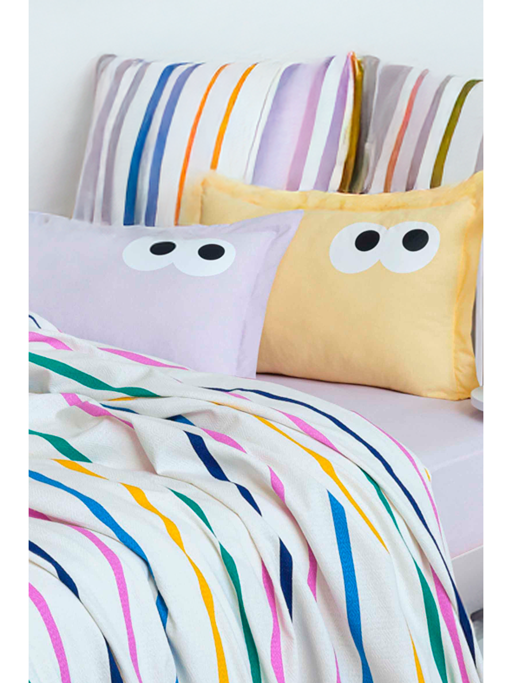 Baskılı Pike Takımı Çift Kişilik Funny Sarı-Lila-2