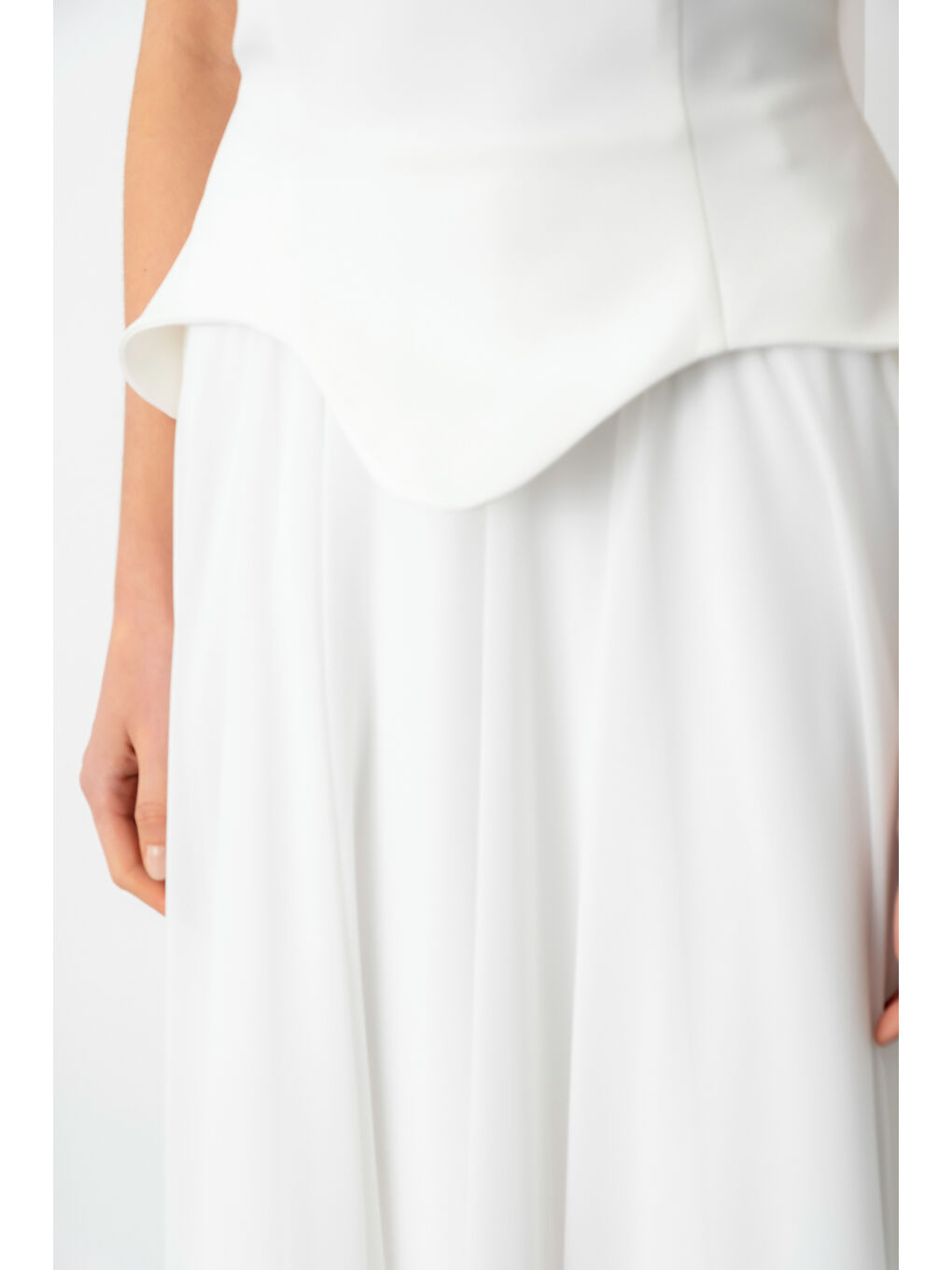 Kadın Beyaz Şal Yaka Straplez Söz Nişan Abiye Elbise-4