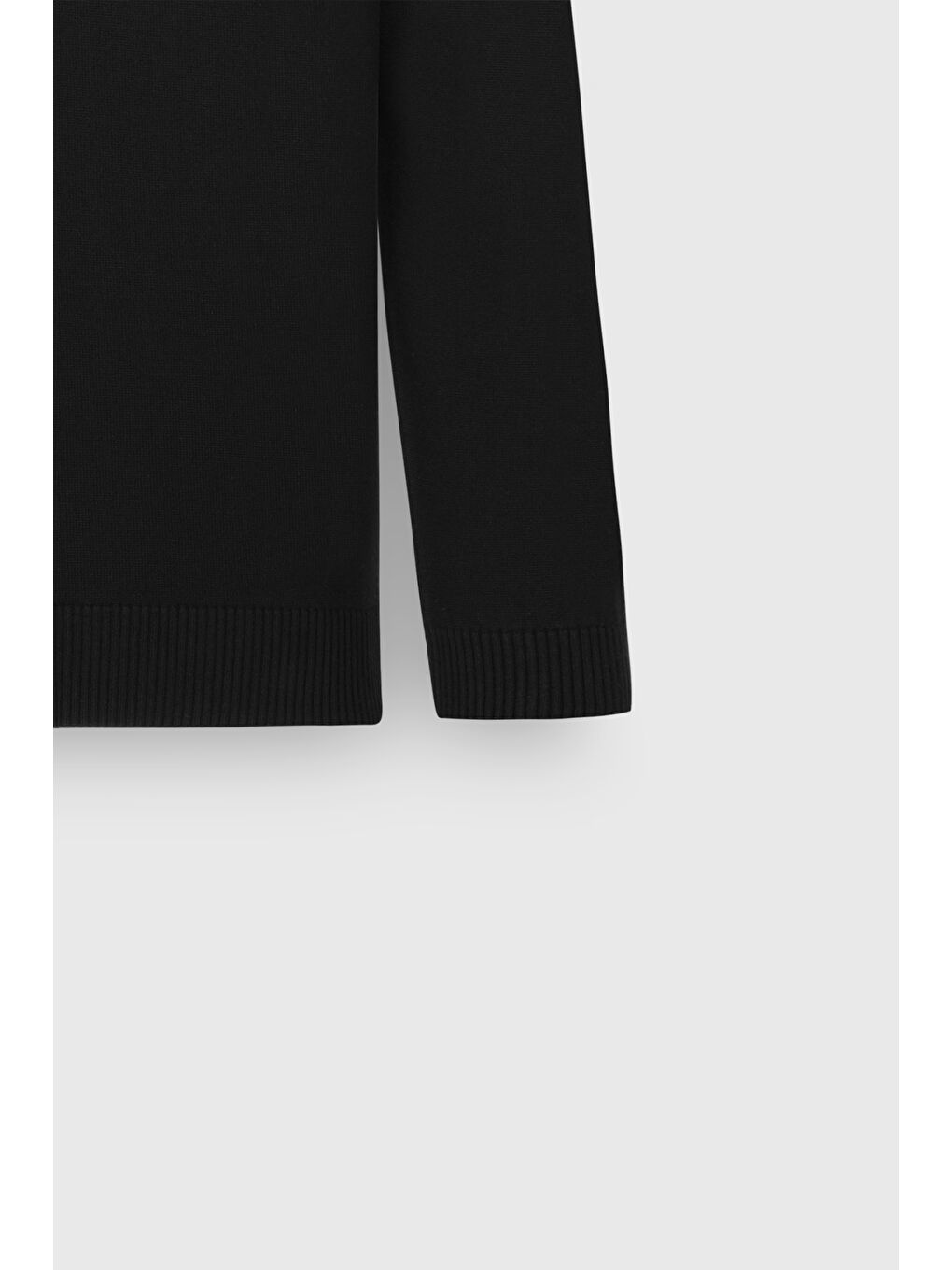 Erkek Siyah %100 Pamuk Standart Fit Bisiklet Yaka Baskılı Triko Kazak-7