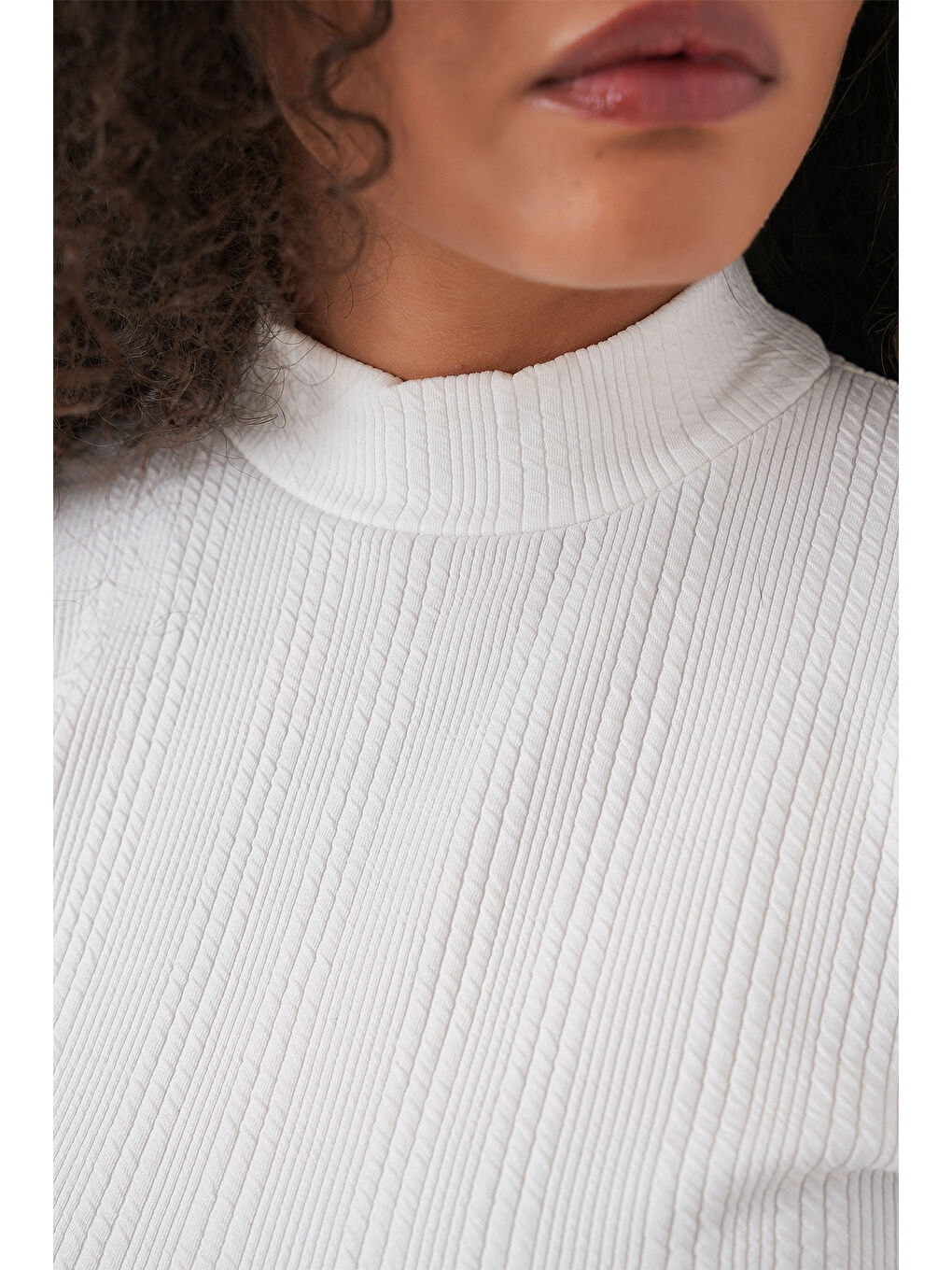 Kadın Uzun Kollu Fitilli Body 976 - Beyaz-4