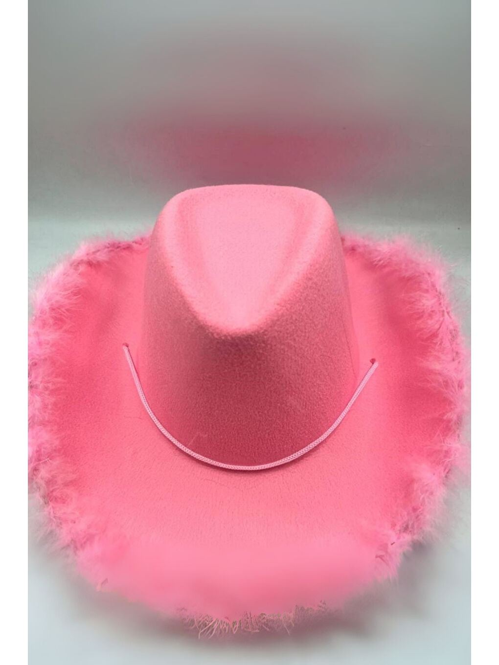 Pembe Tüylü Kız Çocuk Kovboy Şapkası-2
