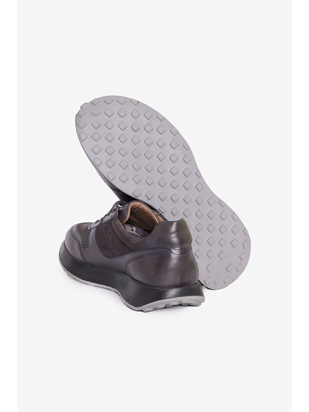 Erkek Antrasit %100 Deri Sneaker Spor Ayakkabı-3