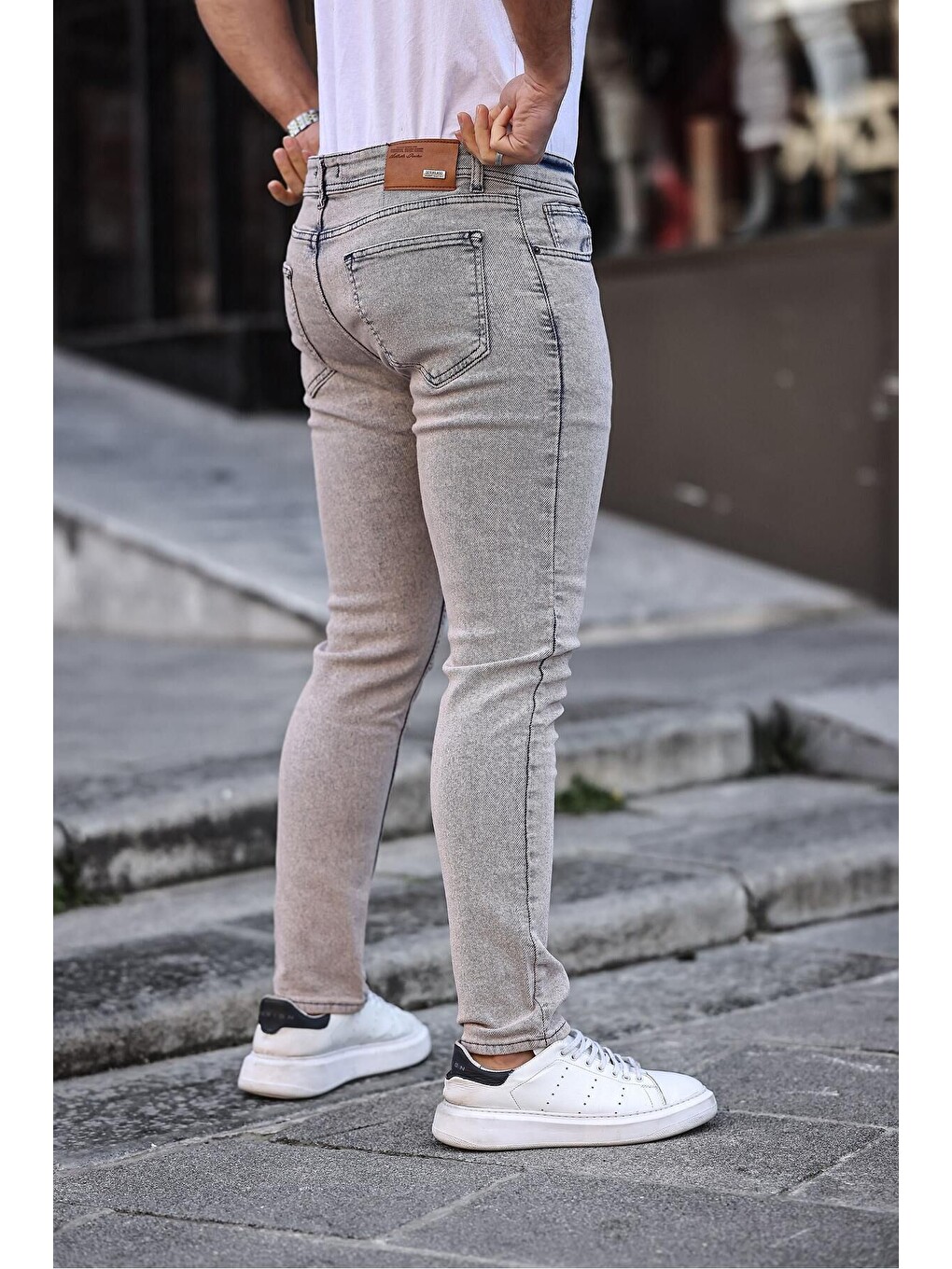 Bej Slim Fit Elastanlı Erkek Jean Pantolon-2