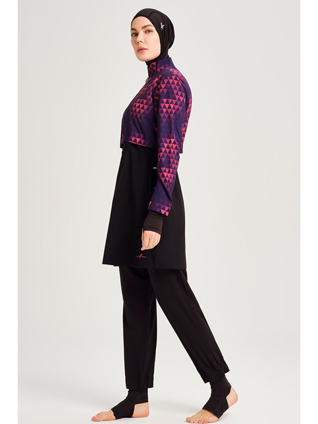 Esila Siyah Fuşya Tam Tesettür Mayo Üstü 2934-2