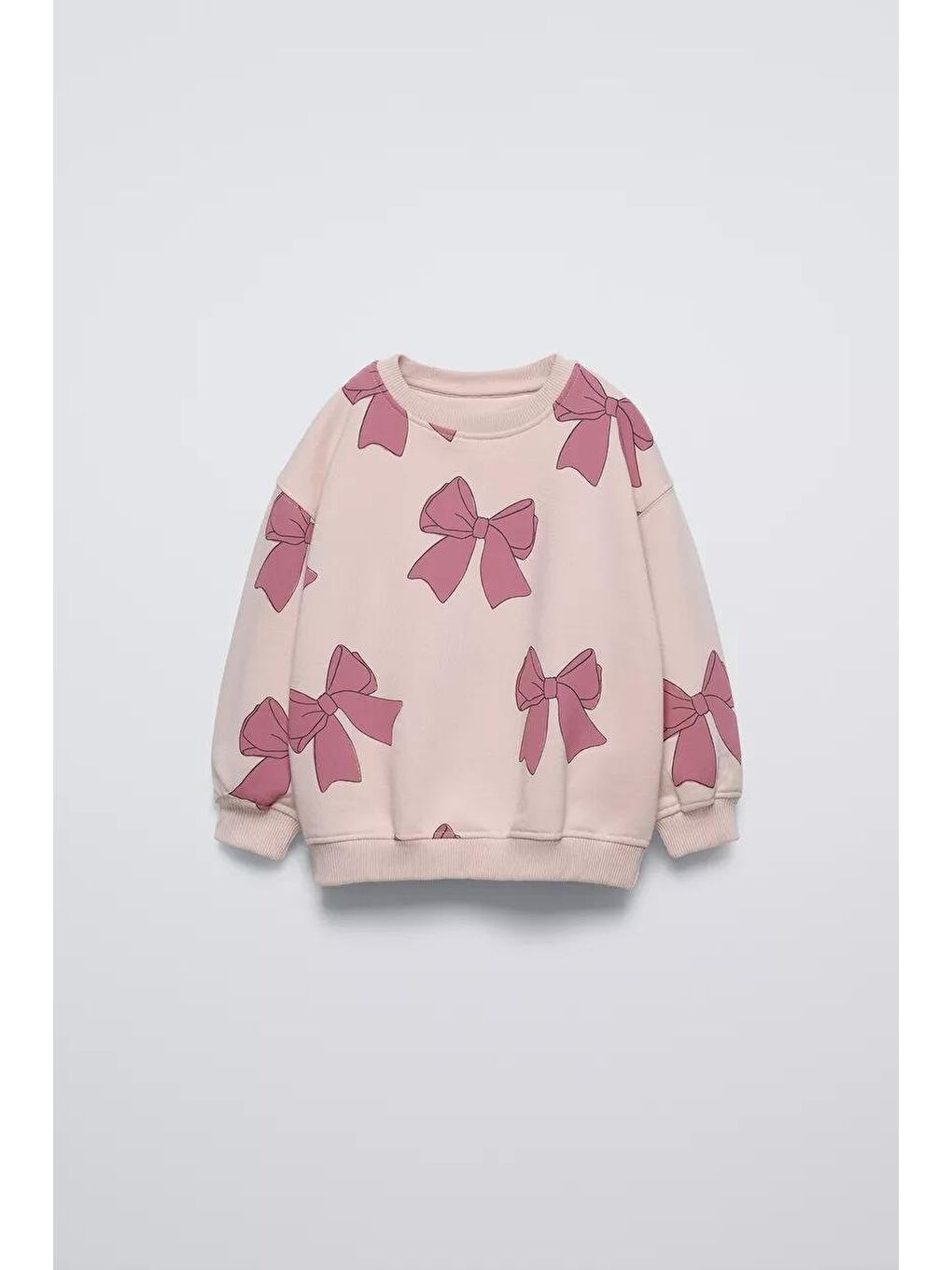 Beyaz Kız Çocuk Kurdela Desenli Kışlık 3 İplik Pamuklu Sweatshirt Tayt Alt-Üst Takım-2