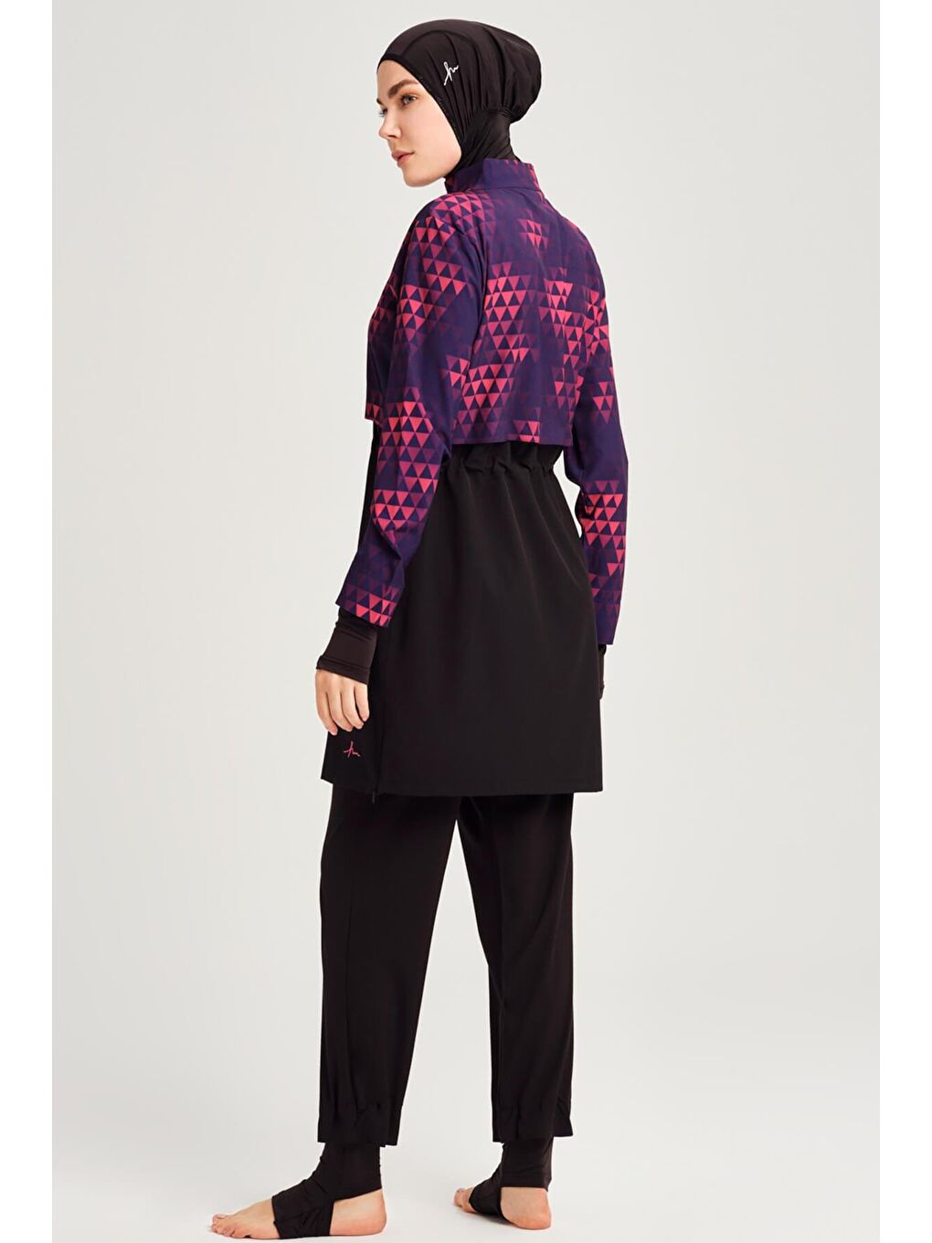 Esila Siyah Fuşya Tam Tesettür Mayo Üstü 2934-3