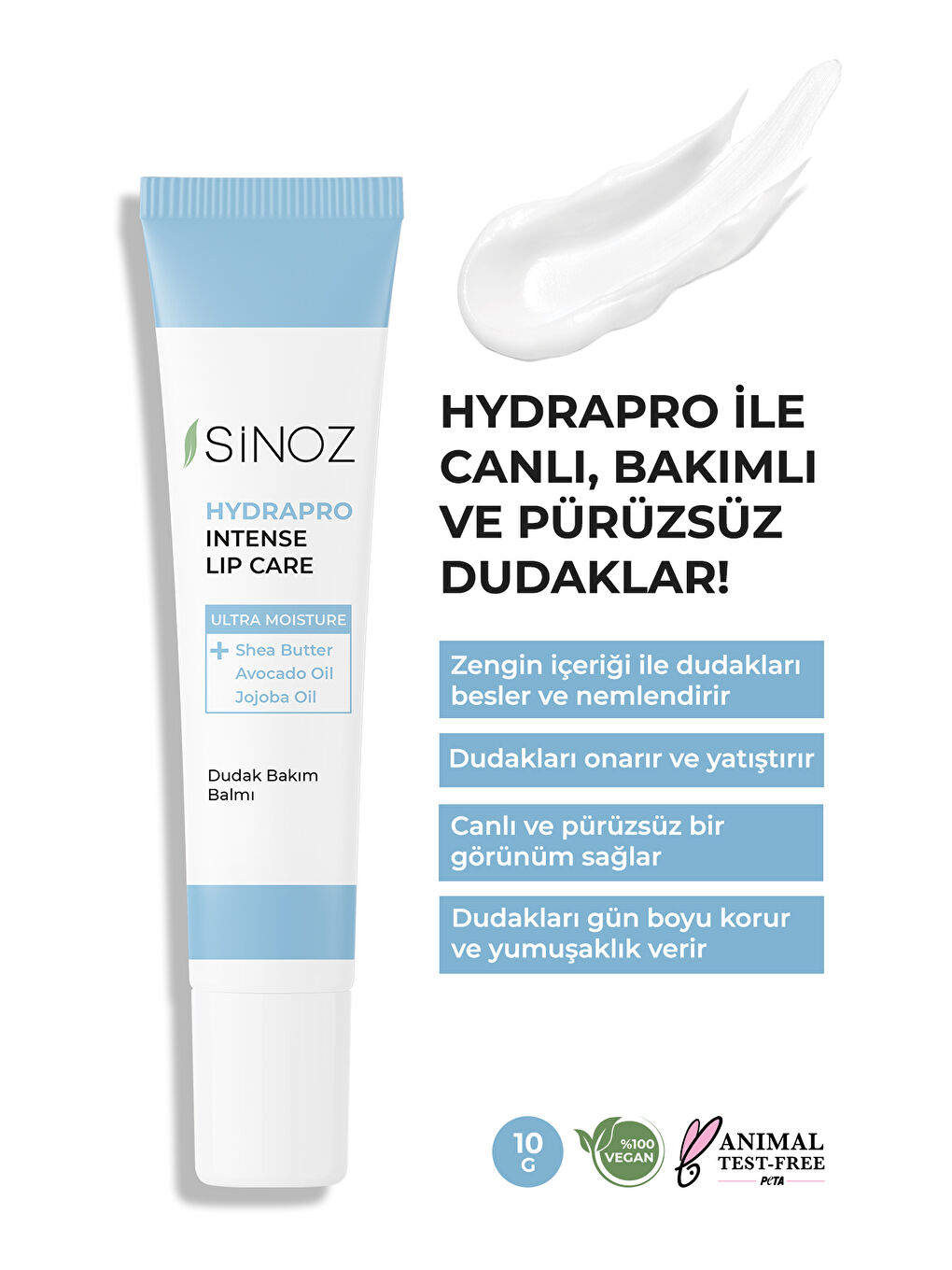 Sinoz Şeffaf Hydrapro Yoğun Nemlendirici Dudak Bakım Balmı 10g - 1