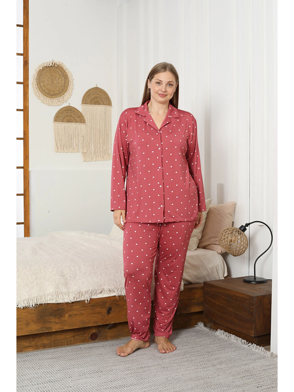 Pembe Desenli Kadın Pijama Takımı 3397