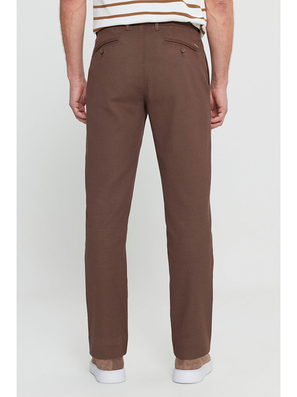 Bej Erkek Vizon Pamuklu Comfot Fit Rahat Kesim Yan Cepli Armürlü Casual Esnek Pantolon-4