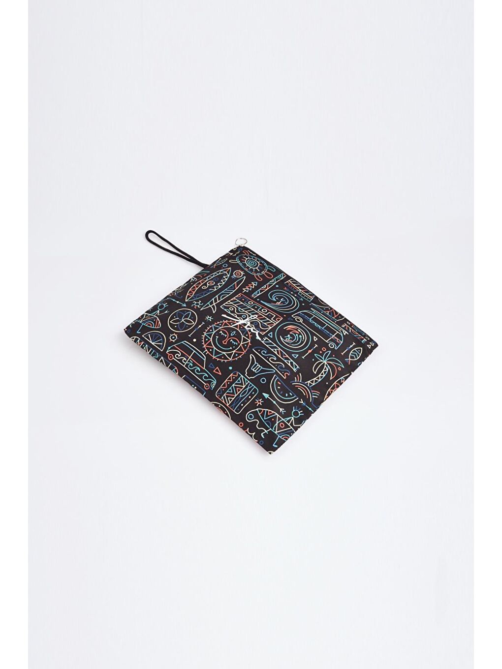 Siyah Esila Tatil Tema Desenli Jileli Tam Tesettür Mayo Üstü 2934-11