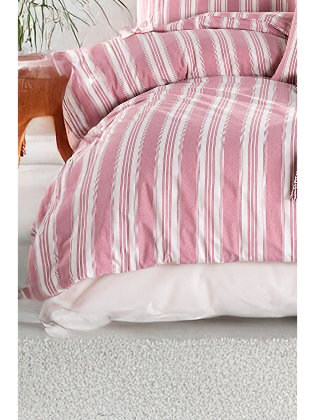 Sport Çizgili Nevresim Takımı Çift Kişilik Soft Line Bordo-1