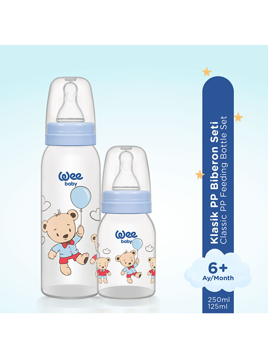 Klasik Biberon Seti 125 ml + 250 ml - Mavi-1