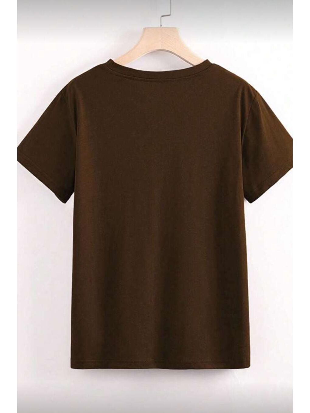 Kahverengi Gold Cherry Kadın Oversize Ön Baskılı Bisiklet Yaka Pamuklu T-Shirt Rahat Kesim-1