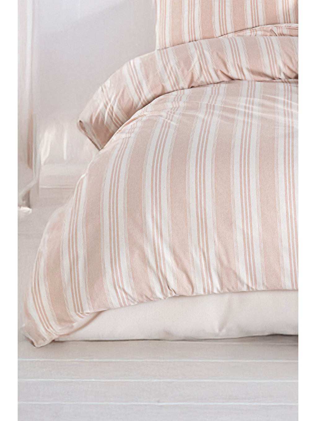 Sport Çizgili Nevresim Takımı Çift Kişilik Soft Line Bej-1