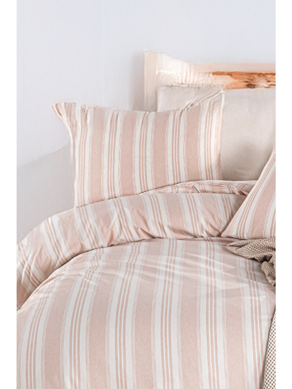 Sport Çizgili Nevresim Takımı Çift Kişilik Soft Line Bej-2