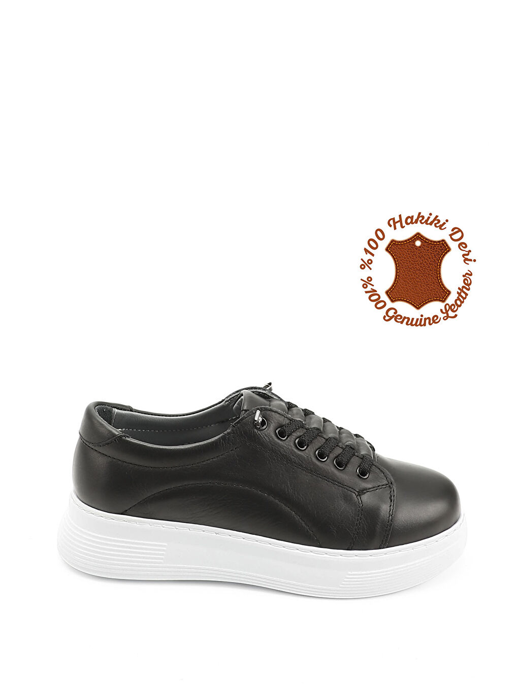 Mor Kadın ZÜMRÜT-SİYAH Lastik Bağcıklı Comfort Hakiki Deri Sneaker