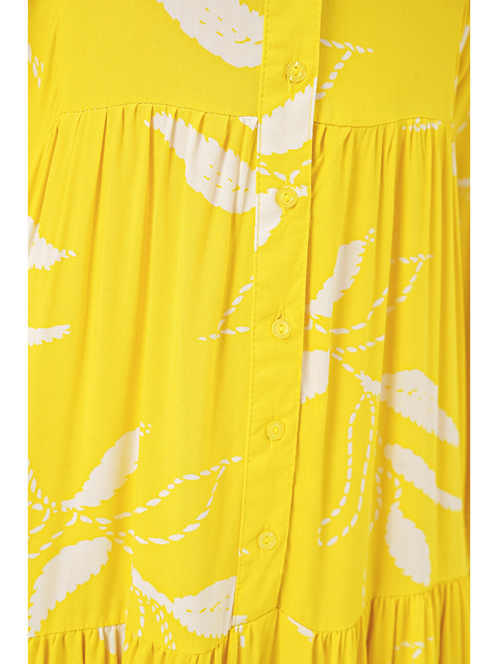 Kadın Desenli Uzun Tesettür Elbise 2585 - A.Sarı-6