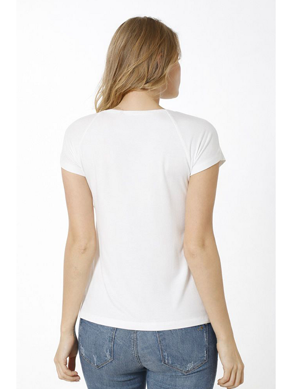 Kadın Çiçek Desenli Kısa Kol Bluz | Ekru 23854-1