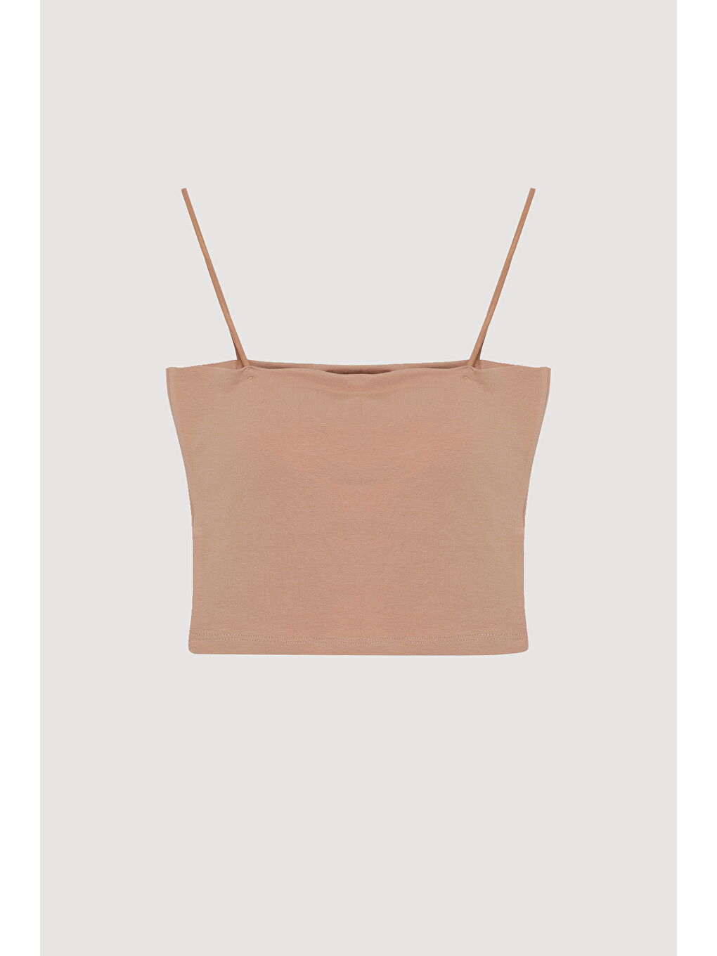 İp Askılı Basic Crop Atlet Bej