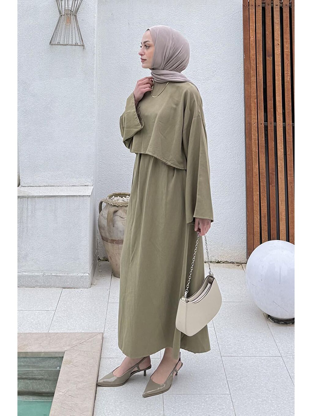 Etekli Tesettür Takım Haki-1