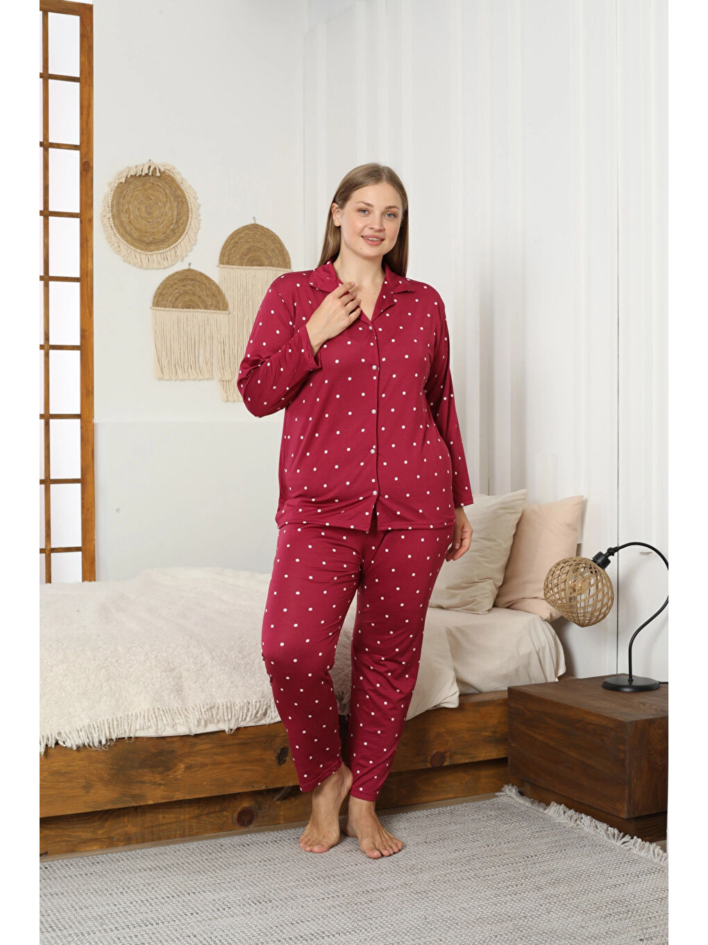 Mor Desenli Kadın Pijama Takımı 3397-1