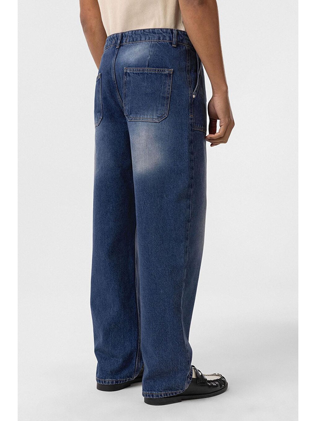 Cep Detaylı Baggy Fit Jean Açık Mavi-5