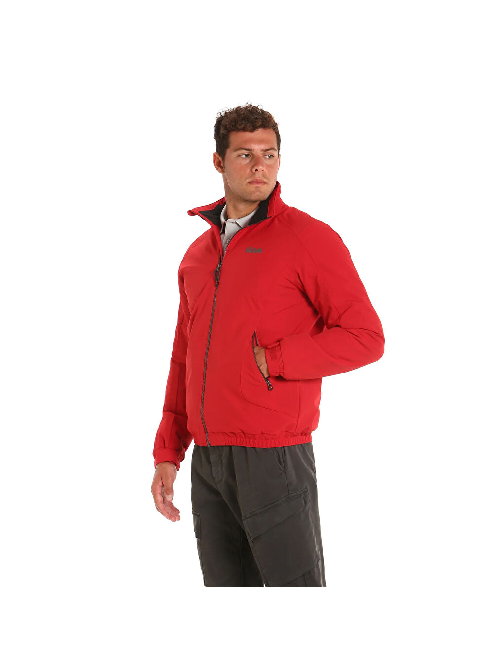 Kırmızı Erkek Dik Yaka Fermuarlı Ceket-2