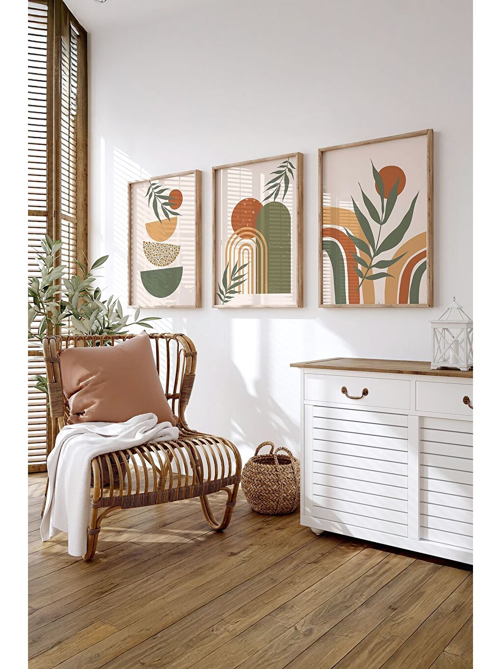 Beyaz Gerçek Ahşap Çerçeveli 3 Parça 3D Poster Tablo Seti 20x30 cm - ERSY3SET25