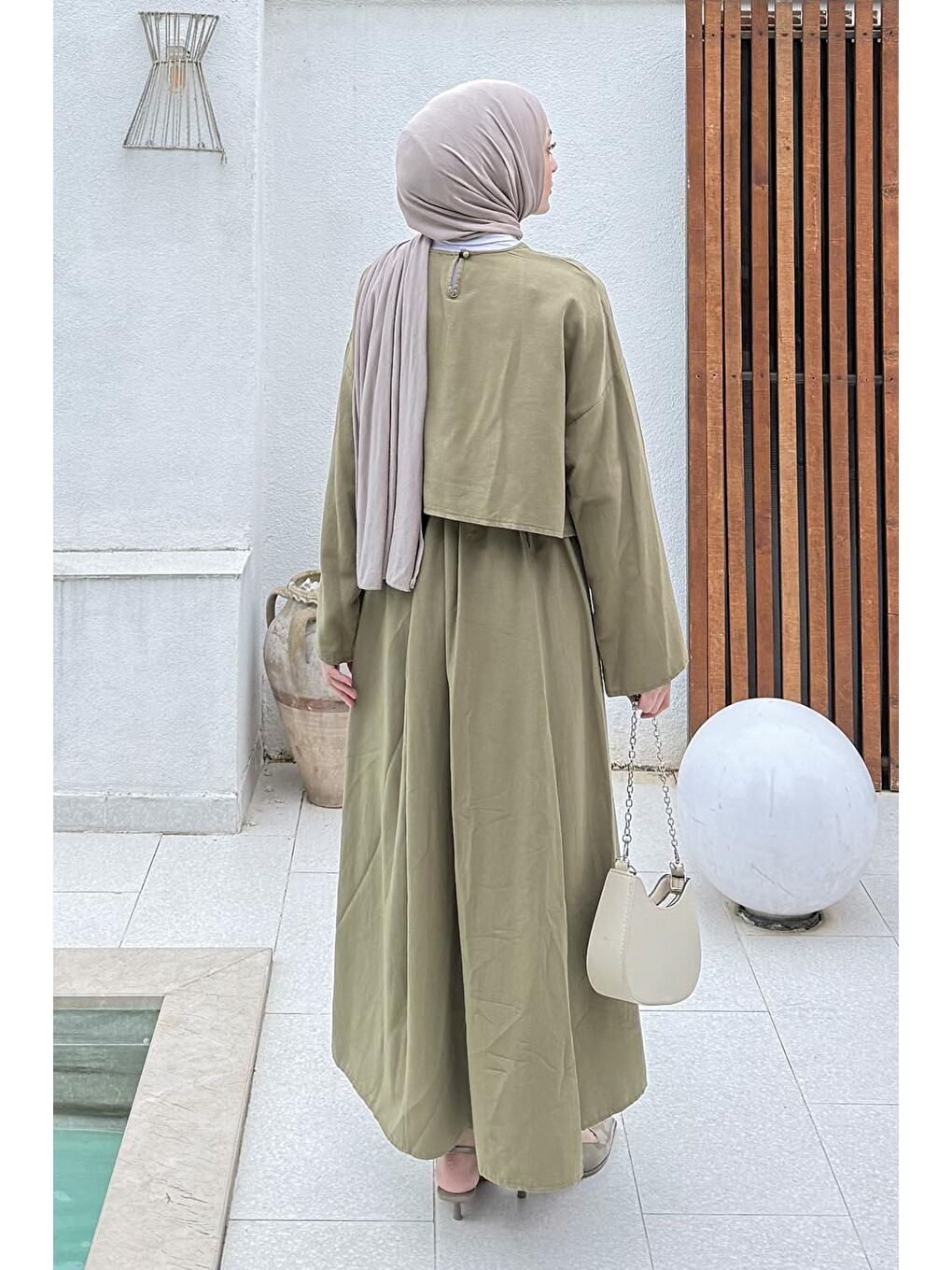 Etekli Tesettür Takım Haki-3