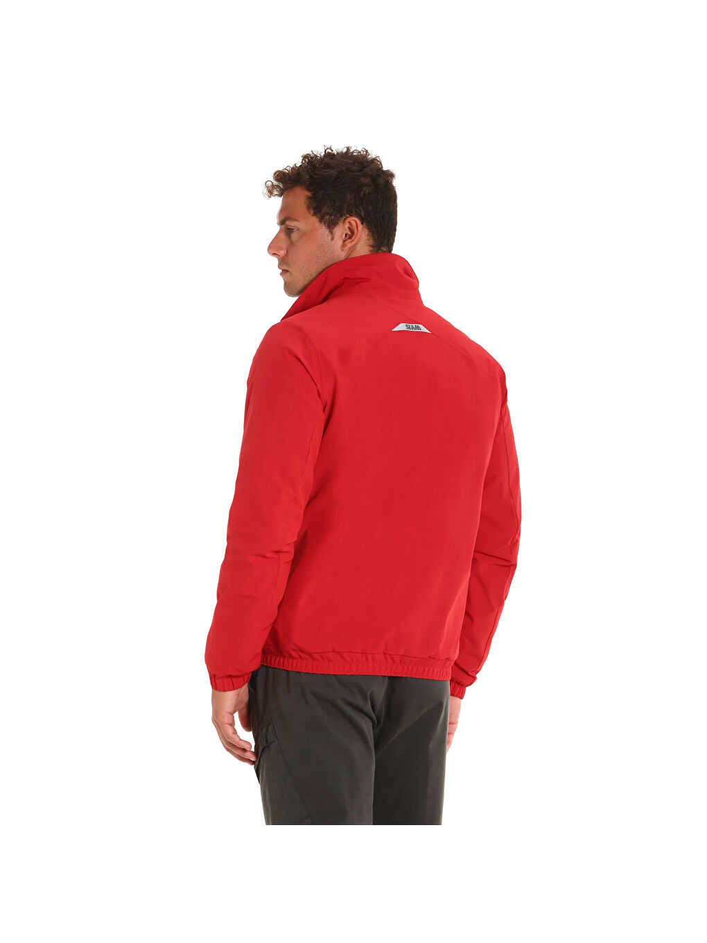 Kırmızı Erkek Dik Yaka Fermuarlı Ceket-3