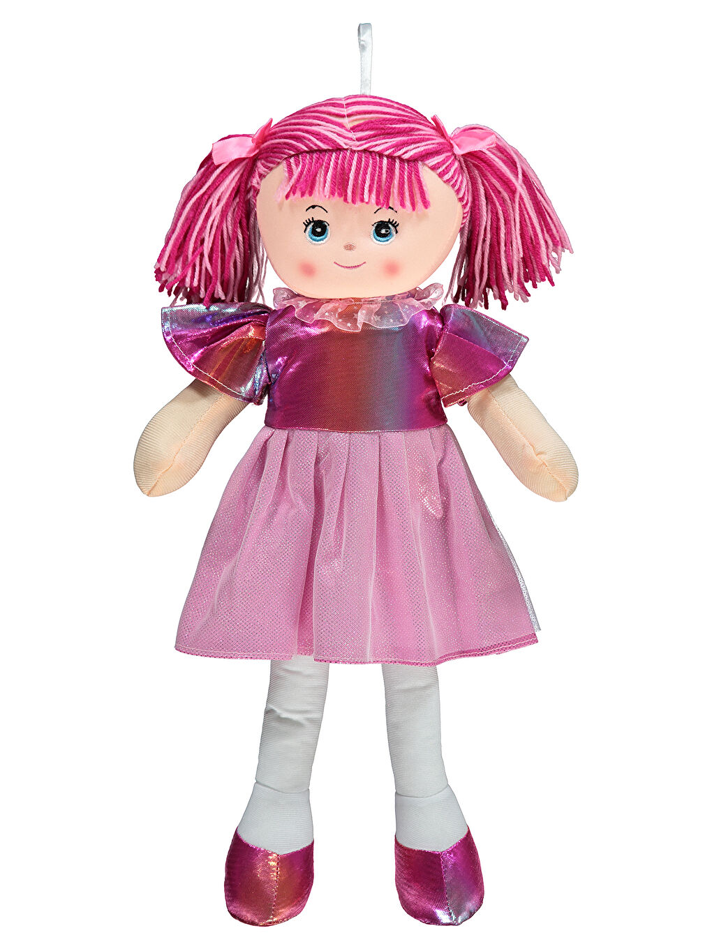 Vardem Parlak Elbiseli Bez Bebek 50 Cm Fuşya