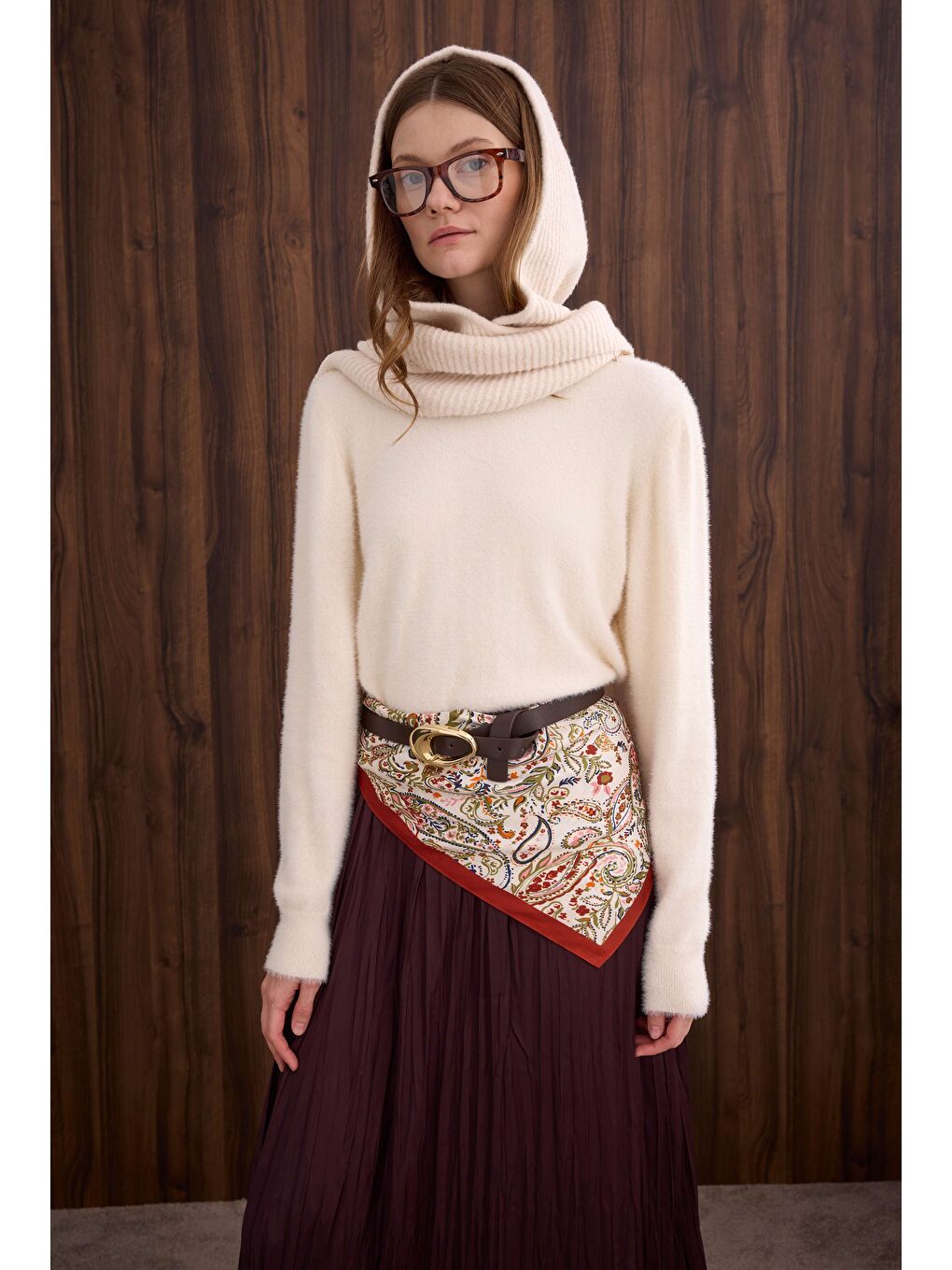 Bej İnce Tüylü Basic Kazak Açık Vanilya-2