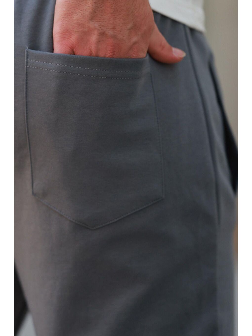 Gri Füme Manşetli Erkek Eşofman Altı E6570-2