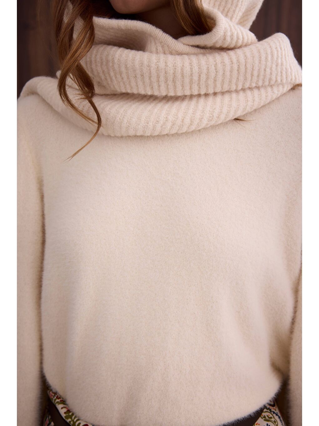 Bej İnce Tüylü Basic Kazak Açık Vanilya-3