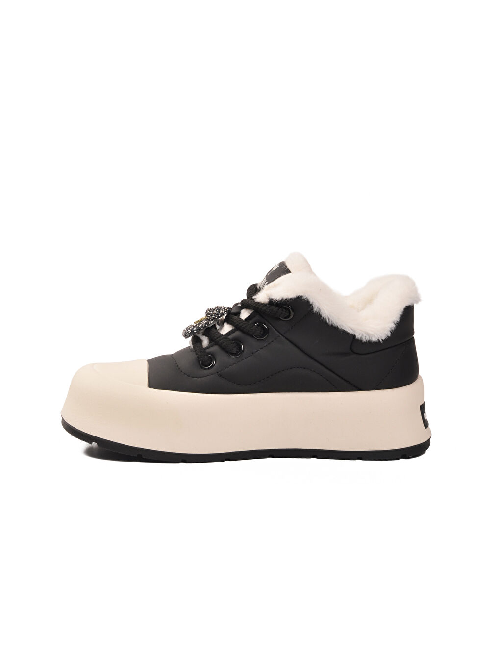 Siyah İçi Küklü Bağcıklı Soğuğa Dirençli Kadın Sneaker Chizy Z-1