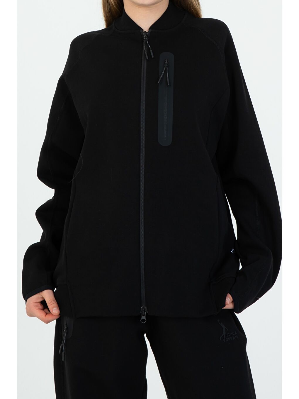 Siyah Çocuk Ayarlanabilir Bel Fermuarlı Baskılı Eşofman Takım-2